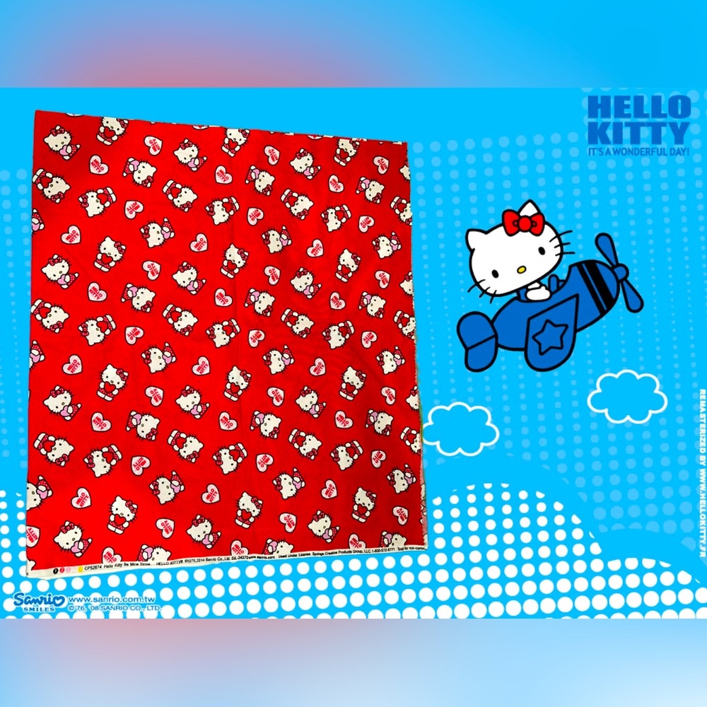 Hello Kitty “Be Mine” 2014 Sanrio Cotton Retired Fabric Print - Rare!
